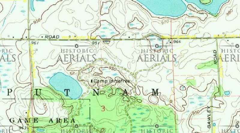 Camp Innisfree - 1970 Topo Map (newer photo)